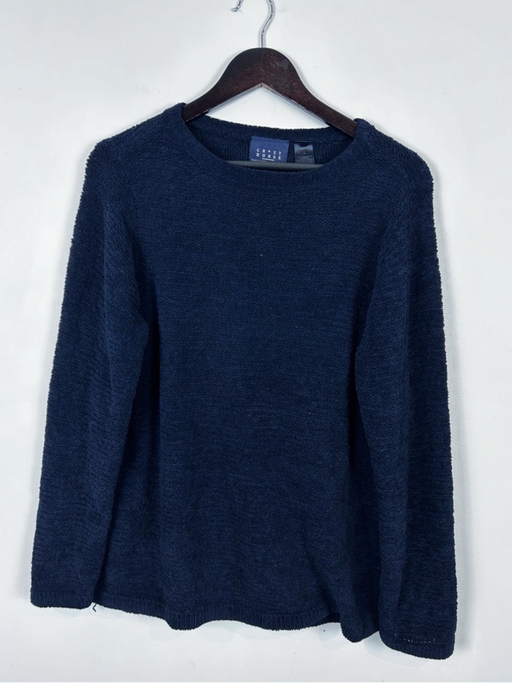 Crazy Horse Cozy Navy Crewneck Pullover Sweater Women's Large Navy 90's Mom